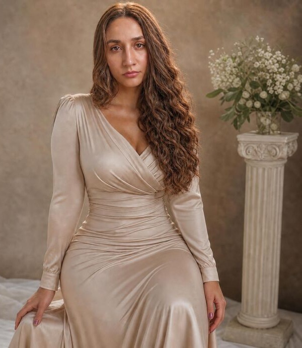 Founder, gold gown